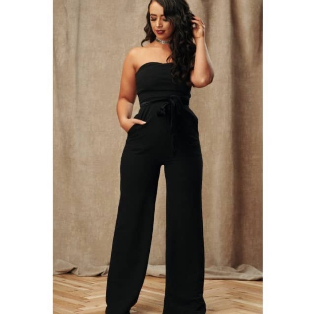 Strapless black jumpsuit- size large